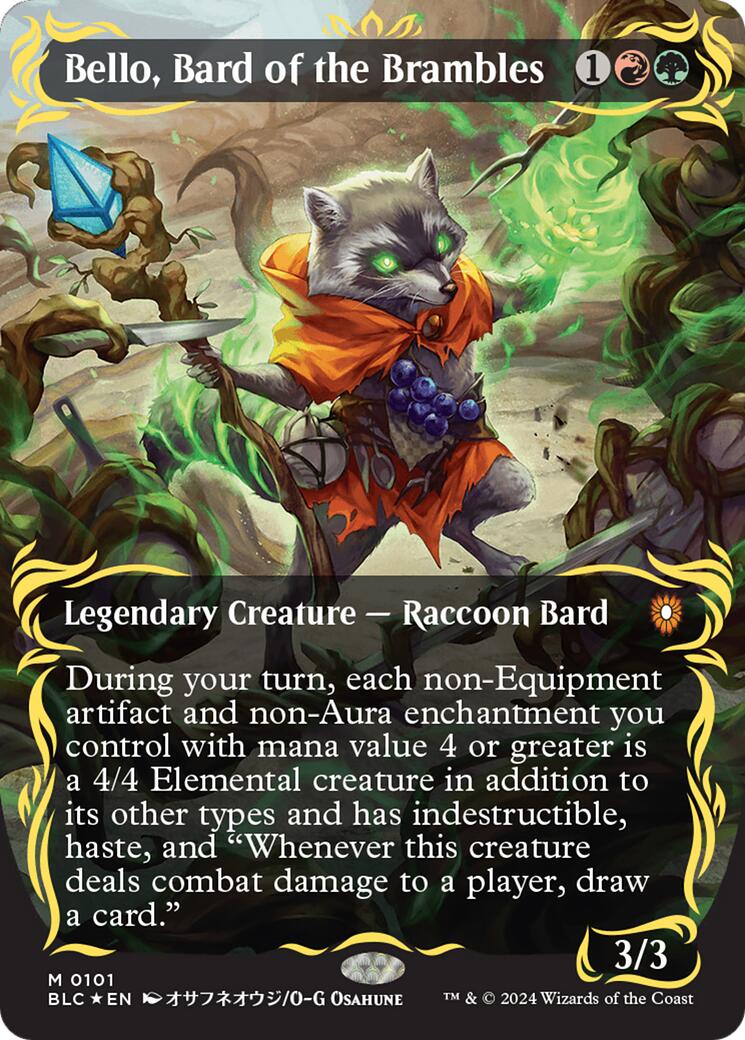 Bello, Bard of the Brambles (Borderless) (Raised Foil) [BLC - 101]