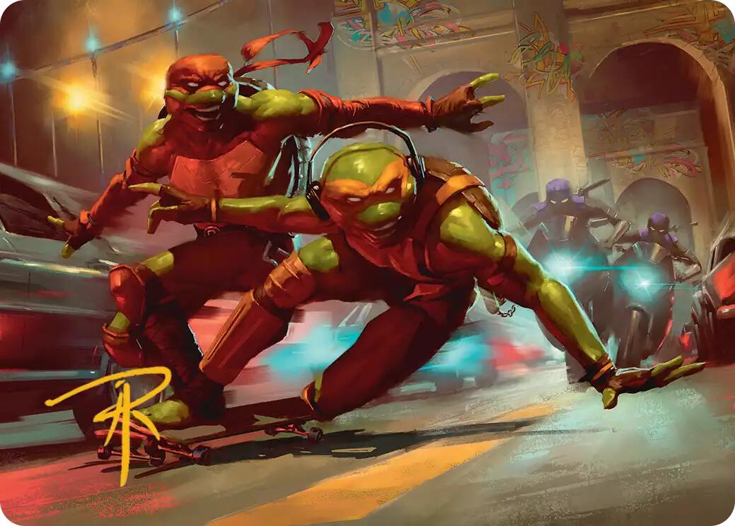 Raph & Mikey, Troublemakers Art Card (Gold-Stamped Signature) [ASTMT - 17]